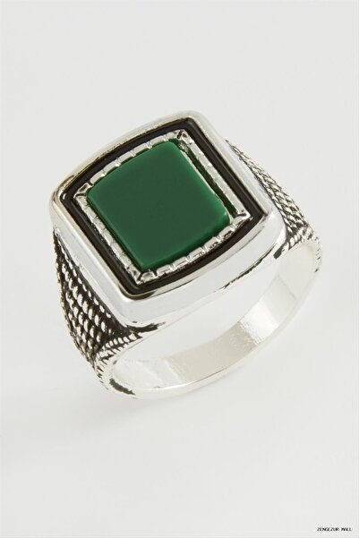 ZERO LAND Zngzrmll Square Metal Men's Ring (33840) Green 19