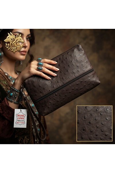 hoaryage Genuine Lambskin Patterned Design Clutch Handbag with Removable Stra...