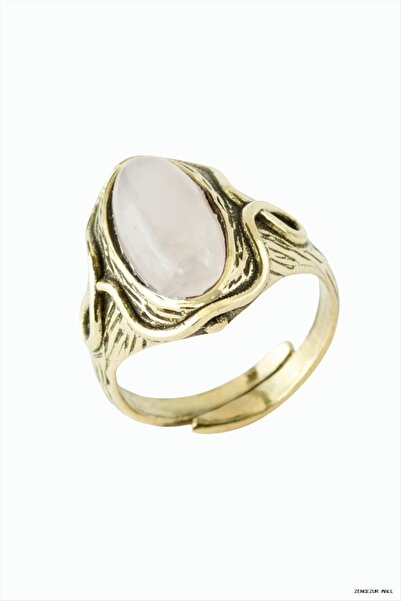 ZERO LAND Zngzrmll Oval Natural Stone Authentic Ring (24841) Pink Quartz