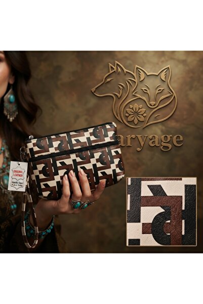 hoaryage Genuine Lambskin Patterned Design Clutch Handbag with Removable Stra...