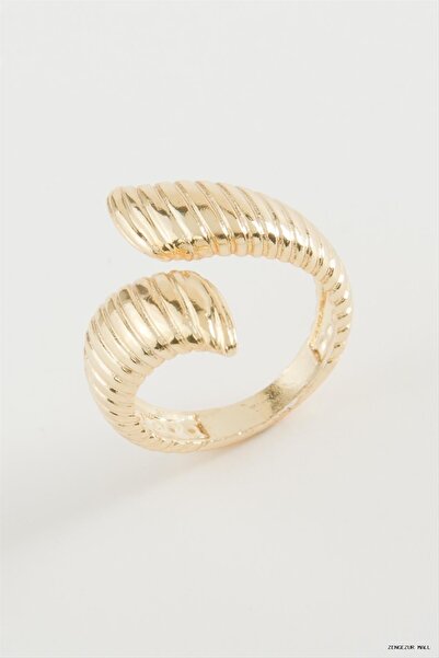 ZERO LAND Zngzrmll Oval Striped Metal (31616) Ring Yellow