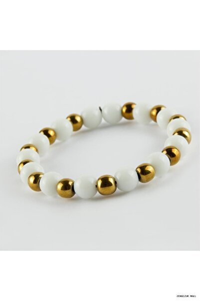 ZERO LAND Zngzrmll Hematite Natural Stone (31233) Bracelet White