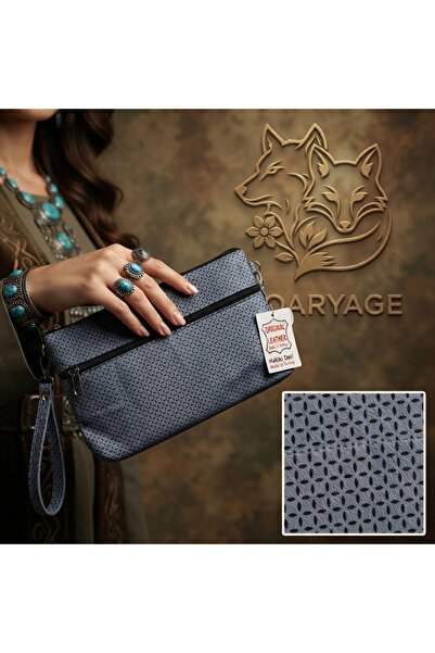 hoaryage Genuine Lambskin Patterned Design Clutch Handbag with Removable Stra...