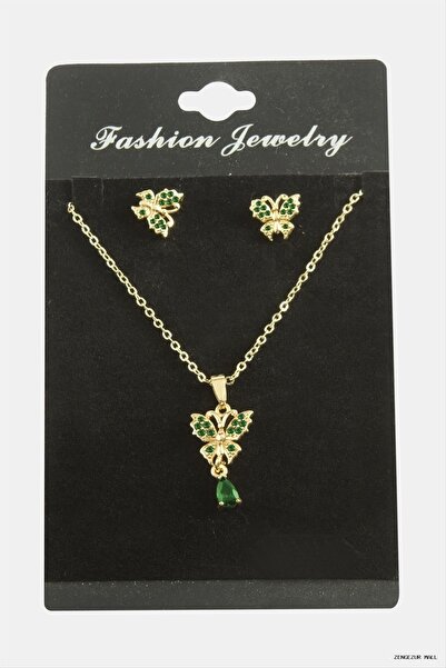 ZERO LAND Zngzrmll Zircon Stone Set (32000) Necklace Green