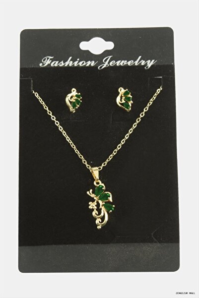 ZERO LAND Zngzrmll Dragonfly Zircon Stone Set (32035) Necklace Green
