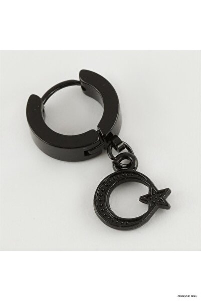ZERO LAND Zngzrmll Moon Star Figured Steel Men's Earrings 1 (33101) Piece Black