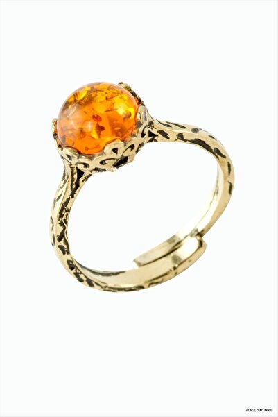ZERO LAND Zngzrmll Round Natural Stone Authentic (24734) Ring Amber