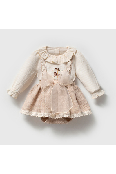 ministok Lisa Carousel Embroidery Detailed Shirt and Romper 2-Piece Baby Girl...