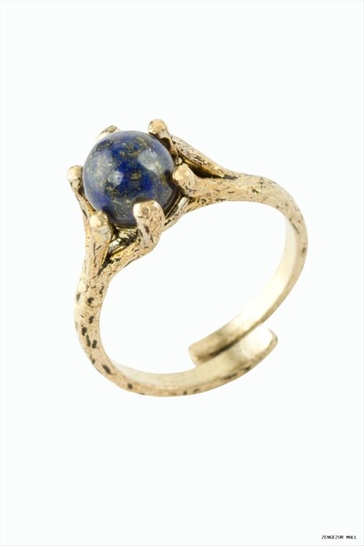 ZERO LAND Zngzrmll Round Natural Stone Authentic (54122) Ring Lapis