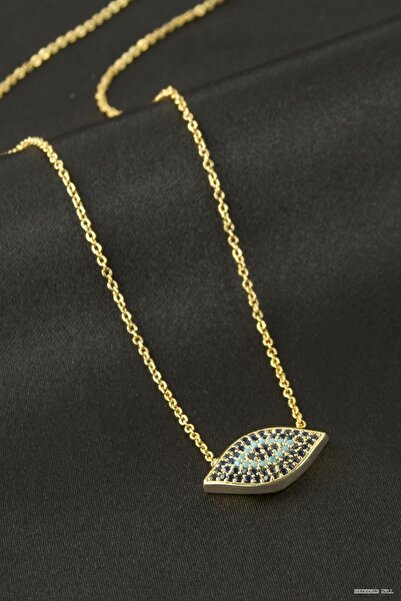 ZERO LAND Zngzrmll Oval Evil Eye Zircon Stone (53809) Necklace Yellow