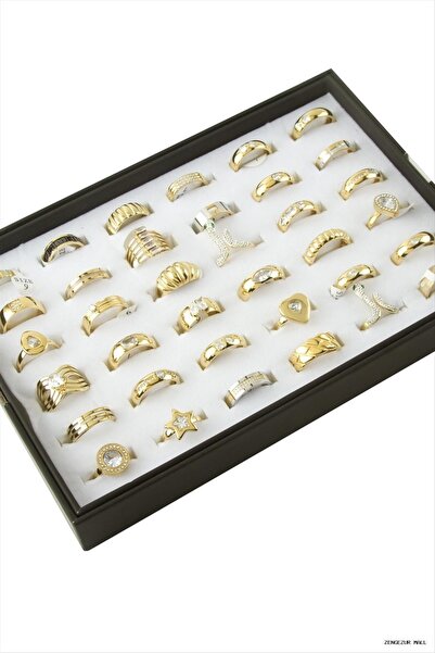 ZERO LAND Zngzrmll Mixed Luxury Zircon Stone Steel Ring 1 (54215) Piece Yellow