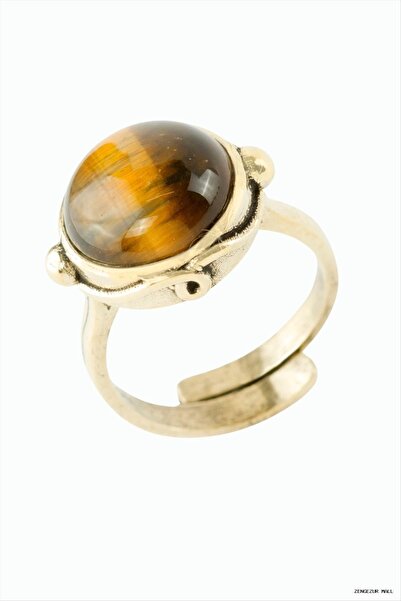 ZERO LAND Zngzrmll Round Natural Stone Authentic (54106) Ring Tiger's Eye