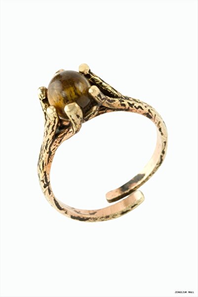 ZERO LAND Zngzrmll Round Natural Stone Authentic (54115) Ring Tiger's Eye