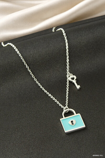 ZERO LAND Zngzrmll Key Lock Steel Necklace (53717) Silver Color