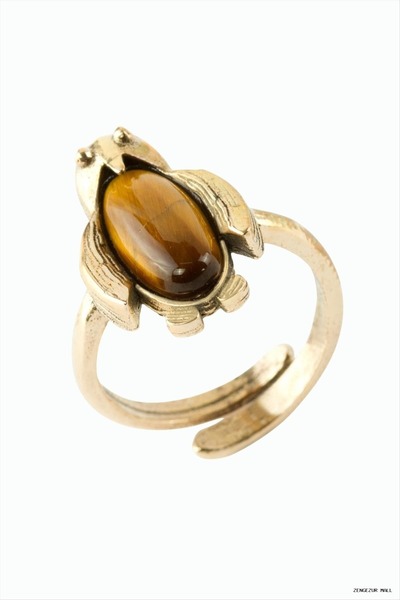 ZERO LAND Zngzrmll Penguin Authentic with Natural Stone (54126) Ring Tiger's Eye