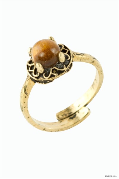 ZERO LAND Zngzrmll Round Natural Stone Authentic (53939) Ring Tiger's Eye