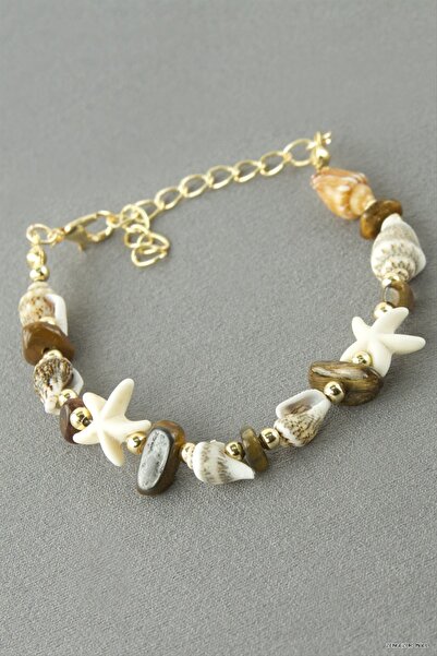 ZERO LAND Zngzrmll Sea Shell Cracked Natural Stone (53559) Bracelet Brown