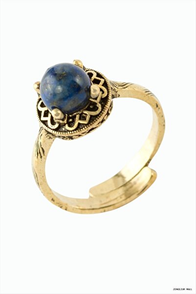 ZERO LAND Zngzrmll Round Natural Stone Authentic (53943) Ring Lapis