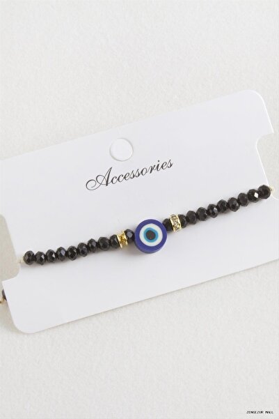 ZERO LAND Zngzrmll Nazar Crystal Macrame Rope (55043) Bracelet Black