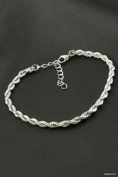 ZERO LAND Zngzrmll Thick Twisted Chain Steel Bracelet (61713) Silver Color