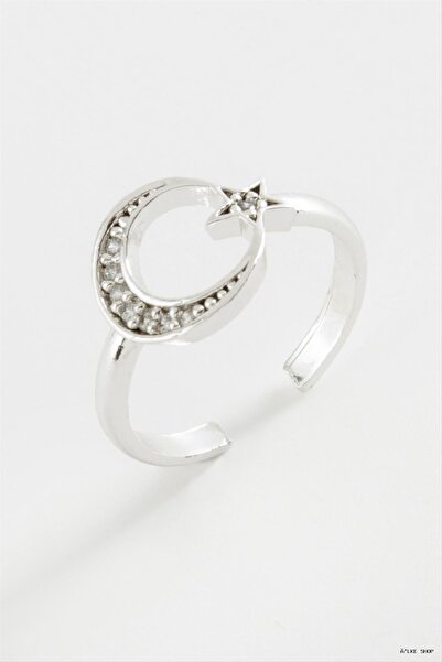 ZERO LAND Ilkestor Moon Star Zircon Stone Ring (64615) Silver Color