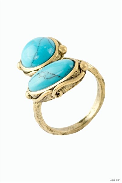ZERO LAND Ilkestor Round Oval Natural Stone Authentic (60901) Ring Turquoise