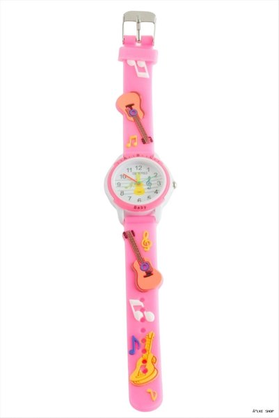 ZERO LAND ILKESTOR Guitar-Printed Children's Armband (202327) Clock, Pink