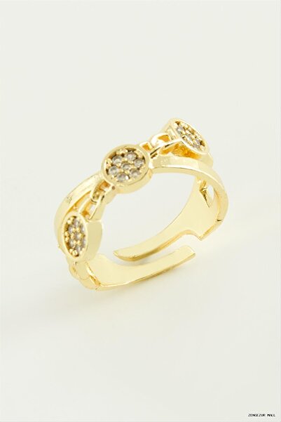 ZERO LAND Zngzrmll Cross Round Zircon Stone (55421) Ring Yellow