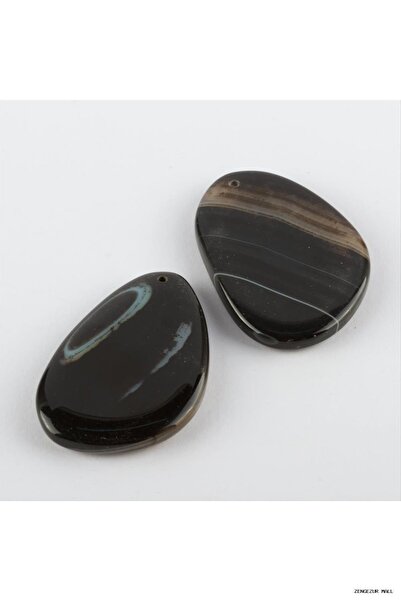 ZERO LAND Zngzrmll Special Cut Natural Stone Plate Agate Pendant (63409) Blac...