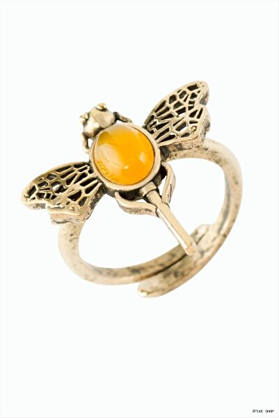 ZERO LAND Ilkestor Dragonfly Natural Stone Authentic Ring (64520) Yellow Agate