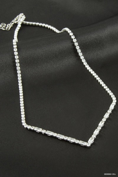 ZERO LAND Zngzrmll Triangle Tour Zircon Stone Luxury Necklace 2 mm (61708) Si...