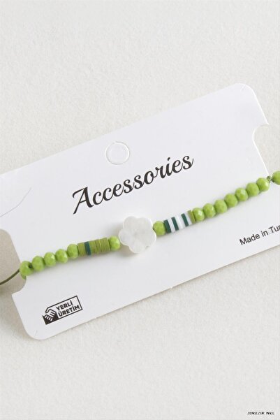 ZERO LAND Zngzrmll Flower Crystal Macrame Rope (55057) Bracelet Green