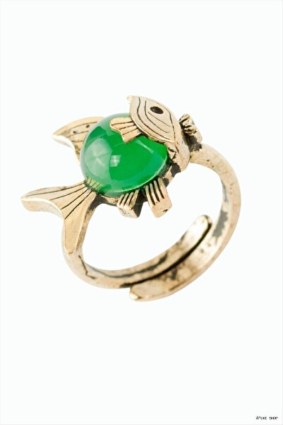 ZERO LAND Ilkestor Authentic Ring with Fish and Natural Stones (64539) Green ...
