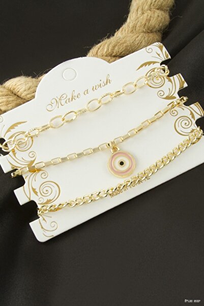 ZERO LAND Ilkestor Nazar Chain Bracelet 3 (64132) Piece Yellow