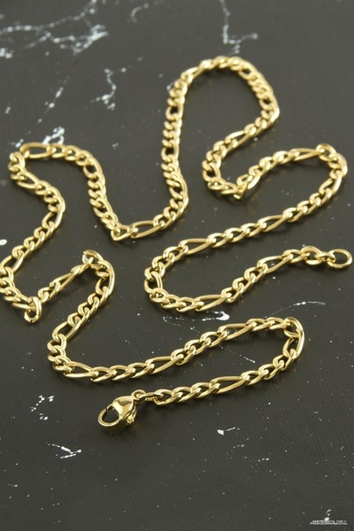 ZERO LAND Zngzrmll Oval Chain Steel Necklace 55 (60251) cm Yellow