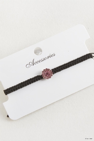 ZERO LAND Ilkestor Flower Stone Macrame Braided (61523) Bracelet Pink