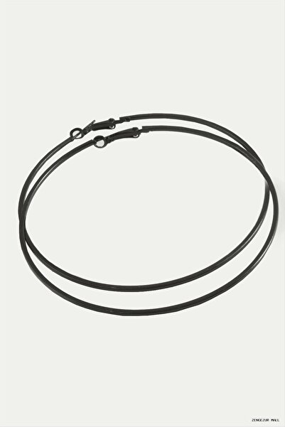 ZERO LAND Zngzrmll Crushed Striped Metal Hoop Earrings 8-9-10 (55746) cm Black