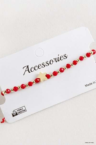 ZERO LAND Zngzrmll Star Crystal Macrame Rope (55032) Bracelet Red
