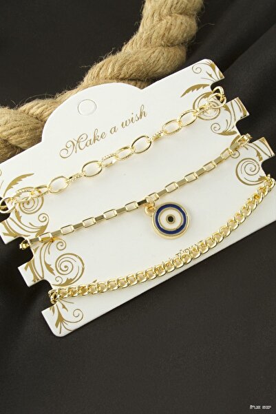 ZERO LAND Ilkestor Nazar Chain Bracelet 3 (60440) Piece Yellow