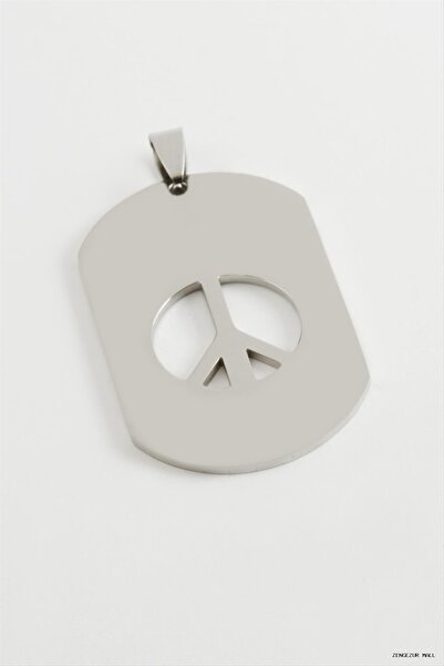 ZERO LAND Zngzrmll Peace Sign Steel Pendant 3X5 cm (61505) Silver Color