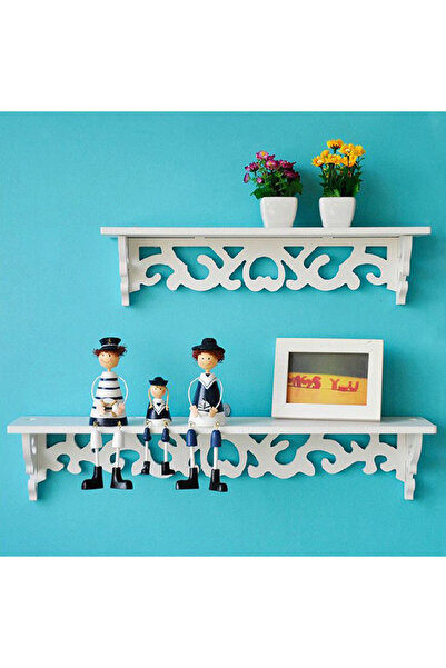 HALAMODO Carved Hollow Wall Hanging Rack Shelf White 46x9centimeter