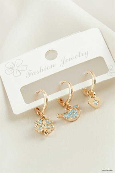 ZERO LAND Zngzrmll 3 Pieces Clover Zircon Stone (60134) Earrings Yellow
