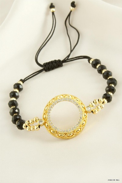 ZERO LAND Zngzrmll Can Be Inserted Crystal Stone (60841) Bracelet Black