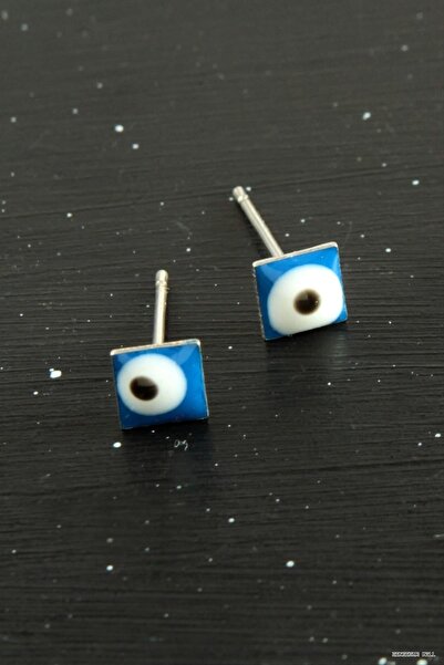 ZERO LAND Zngzrmll Blue Color Square Evil Eye Enamel Tiny Earrings (61347) 1 ...