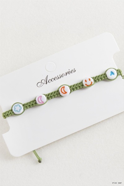 ZERO LAND Ilkestor Emoji Macrame Braided (61456) Bracelet Green