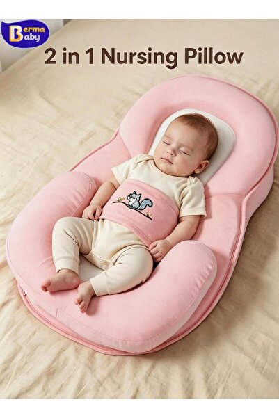 Berma Baby 2-in-1 Baby Crib & Nursing Pillow – Anti-Reflux Newborn Feeding Su...