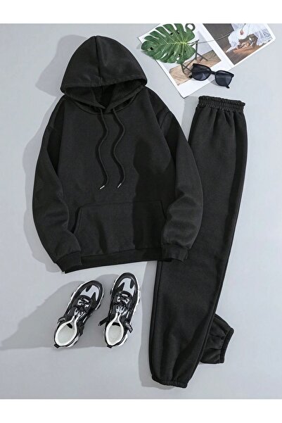 Mythologie Basic Thick Winter Sweatshirt Sweatpants Jogger - Black Bottom and...