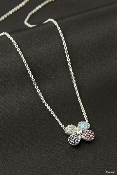 ZERO LAND Ilkestor Daisy Zircon Stone Necklace (70831) Silver Color