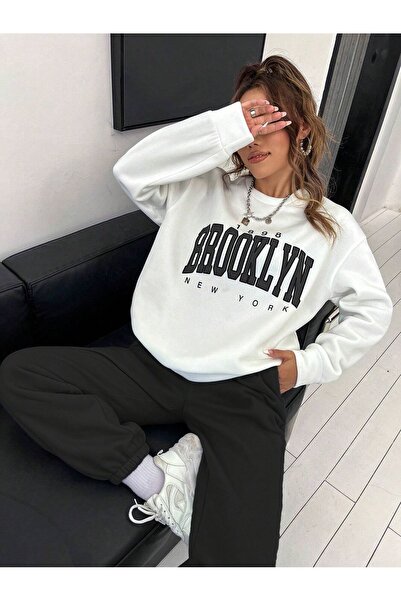 Mythologie 1898 Brooklyn Black Jogger White Sweatshirt Top and Bottom Tracksu...
