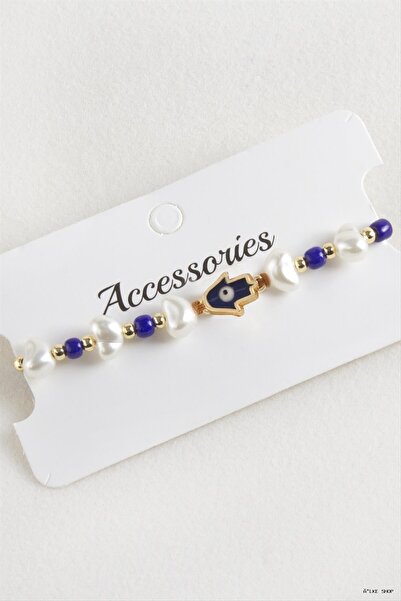ZERO LAND Ilkestor Ftm Ana Eli Beaded Pearl Macrame Rope (72637) Bracelet Nav...